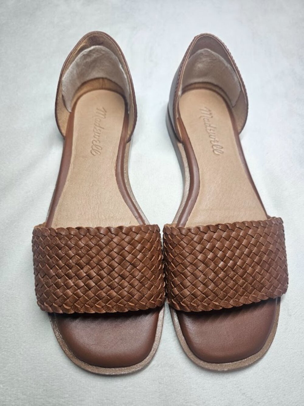 Madewell Brown Woven Leather Slide Sandals Women's Size 5.5 Flat Slip On